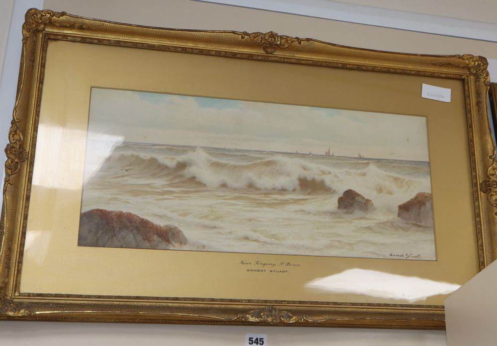 Ernest Stuart (1889-1915), watercolour, Near Torquay, S.Devon, signed, 24 x 54cm